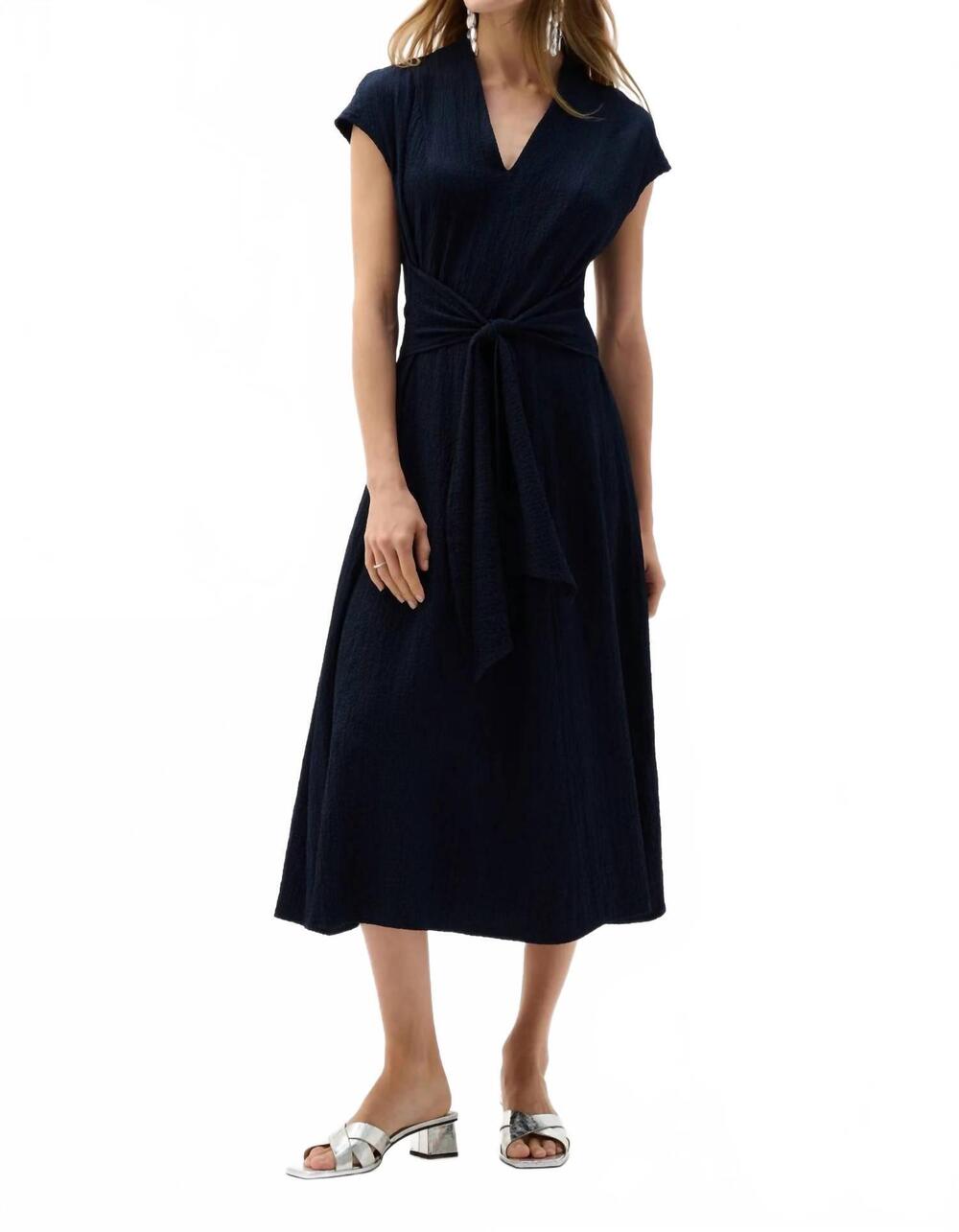 NEW JOSEPH RIBKOFF woven seersucker dress in midnight blue